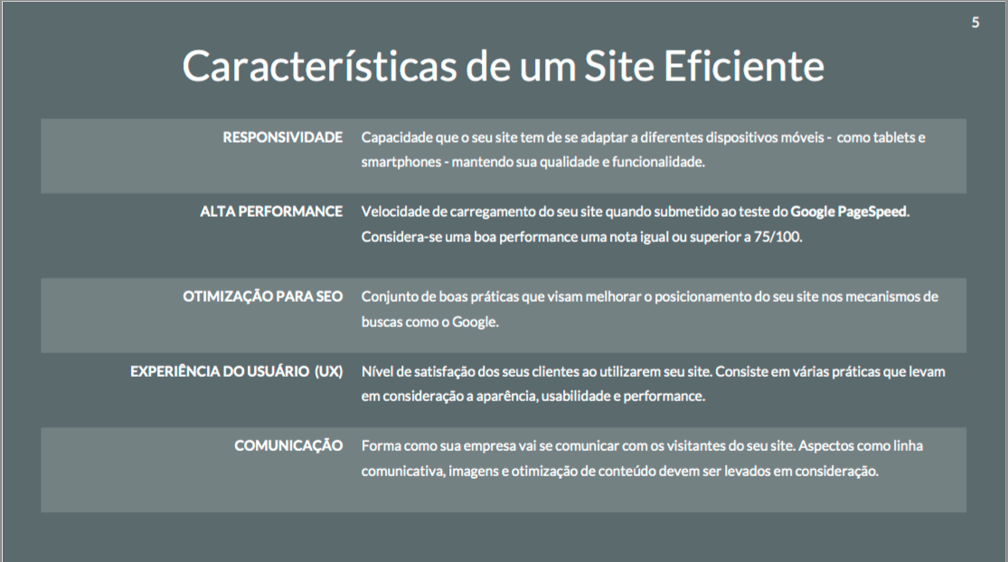 Características de um site eficiente